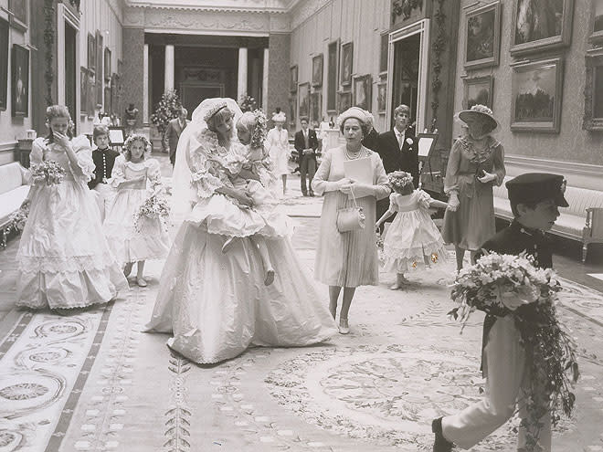 <p>Princess Diana walks side-by-side with her new mother-in-law, Queen Elizabeth II.</p>