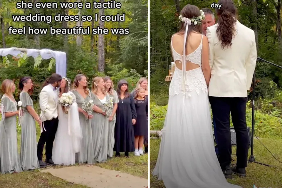 Wie rührend: Unglaubliches Detail an Hochzeitskleid der Braut für blinden Ehemann