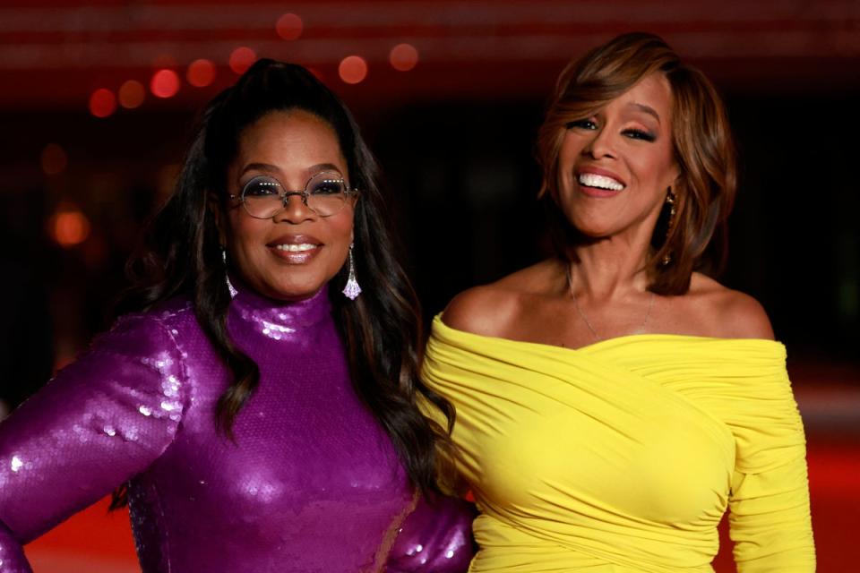 Veteran broadcaster Gayle King (right) issued a health update for longtime friend Oprah Winfrey (left) (AFP via Getty Images)