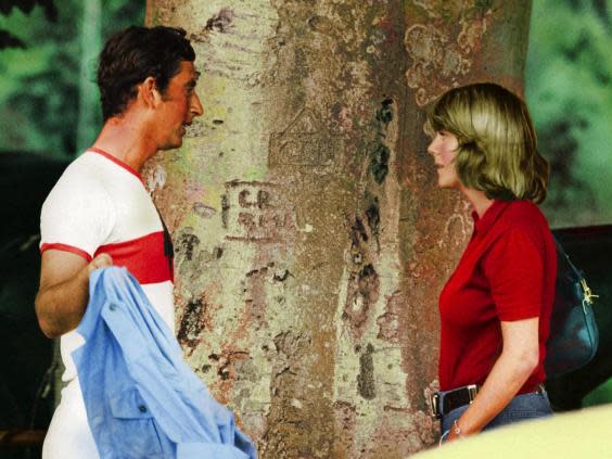 Prince Charles talking to Camilla Parker Bowles at a polo match, July 1975 (Rex Features)