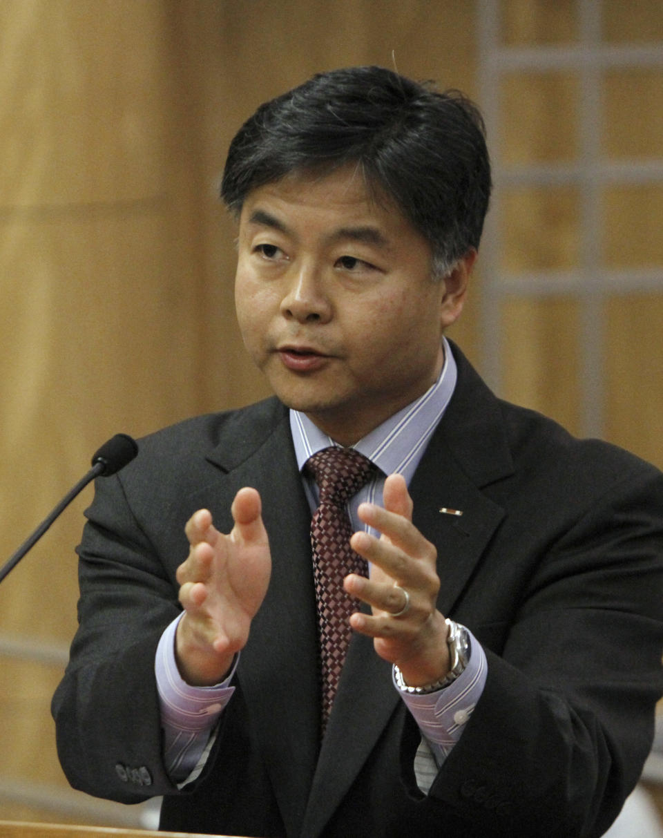 State Sen. Ted Lieu, D-Torrance urged lawmakers to approve his bill to ban a controversial form of psychotherapy aimed at making gay people straight during a hearing at the Capitol in Sacramento, Calif., Tuesday, May 8, 2012. The bill, SB1172 which would prohibit so-called reparative therapy for minors and obligate adults to sign a release form stating that the counseling is ineffective and possibly dangerous, was passed by the Senate Judiciary committee 3-1. (AP Photo/Rich Pedroncelli)