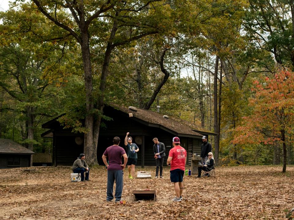 The campground with people on it without decorations