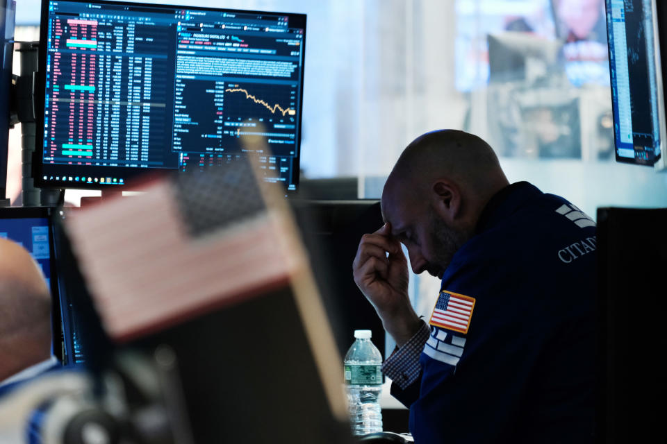 trader working on the floor of the new york stock exchange