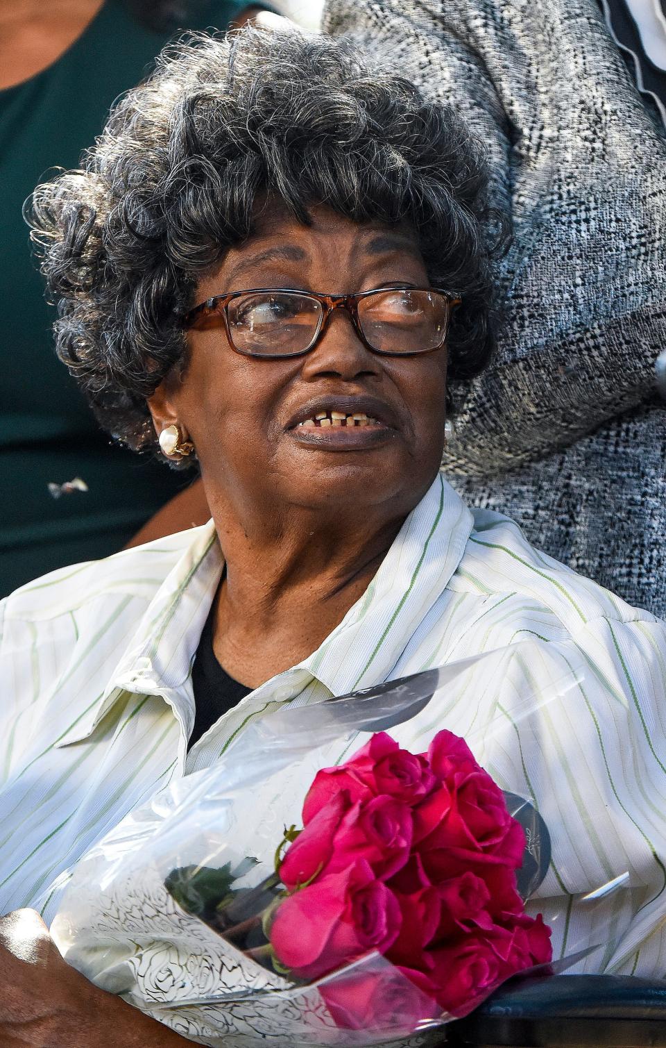 Claudette Colvin after filing papers to have her name cleared at family court in Montgomery, Ala., on Tuesday October 26, 2021. Colvin was convicted and given probation for not giving up her seat on a Montgomery bus in 1955