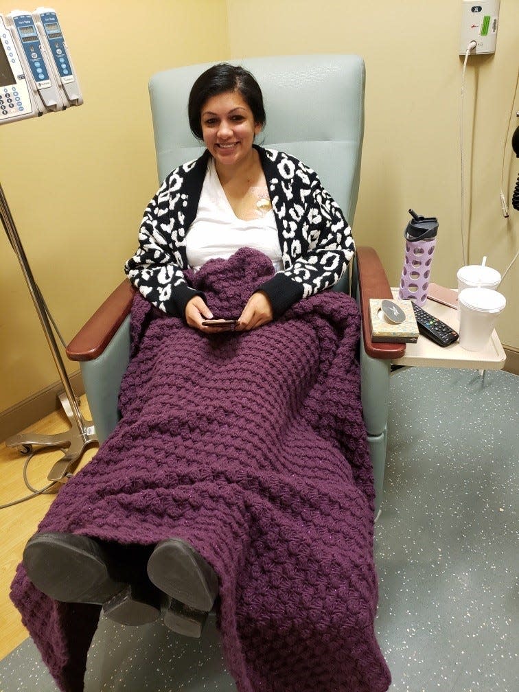 Sveta Prakash Desai, of Troy, begins her first chemotherapy treatment for stage 3 breast cancer in November 2019 at Corewell Health's Beaumont Hospital Troy.