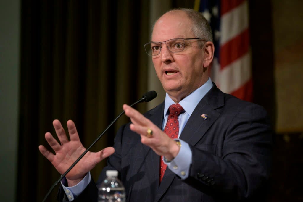 Louisiana Gov. John Bel Edwards speaks during a news conference in Baton Rouge, La., on Feb. 1, 2022. (AP Photo/Matthew Hinton, File)