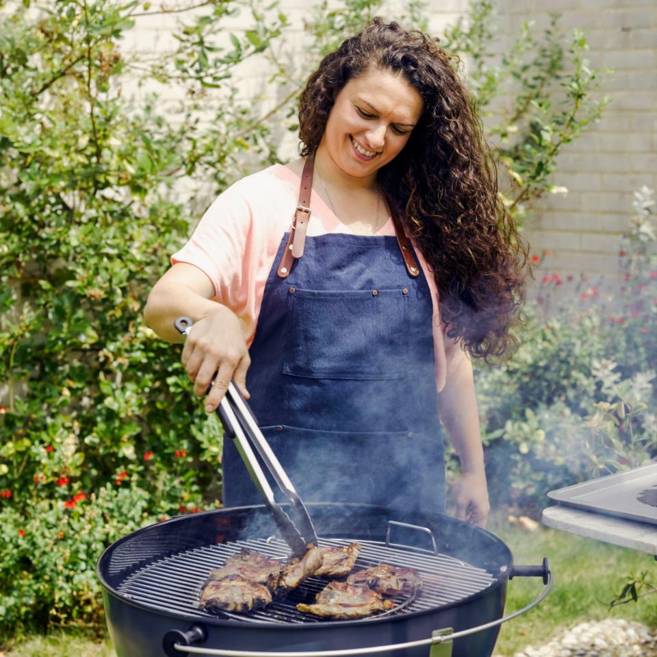 Selin Kiazim - Credit: Haarala Hamilton; barbecue from weber.com; apron from risdonandrisdon.co.uk