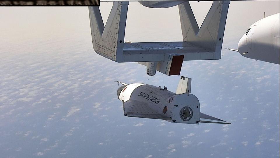 A Talon-A test vehicle separates from its launch system. (Ethan Wagner/Stratolaunch)