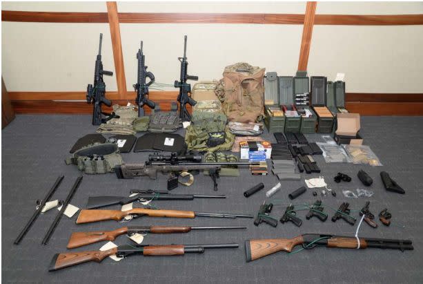 Federal prosecutors say U.S. Coast Guard lieutenant Christopher Hasson stockpiled weapons as part of a plan to murder civilians. (Photo: U.S. Dept. of Justice )
