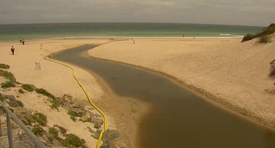 An overflow of sludge from a water treatment plant into a southern Adelaide creek has forced the closure of a section of Christies Beach along the city’s south coast. Source: 7 News