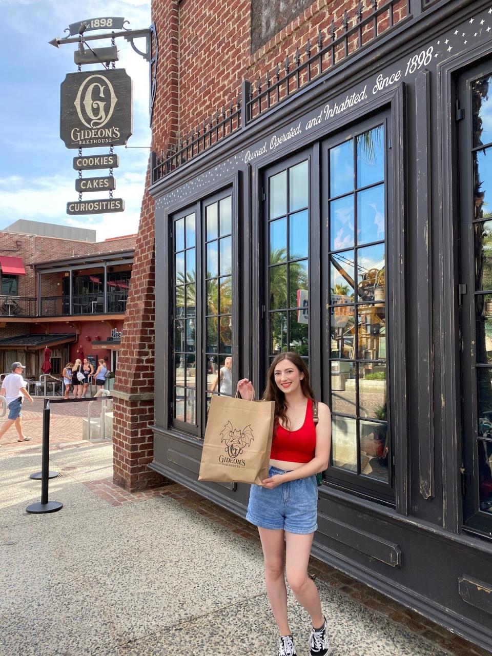 Insider reporter Amanda Krause at Gideon's Bakehouse in Disney Springs.