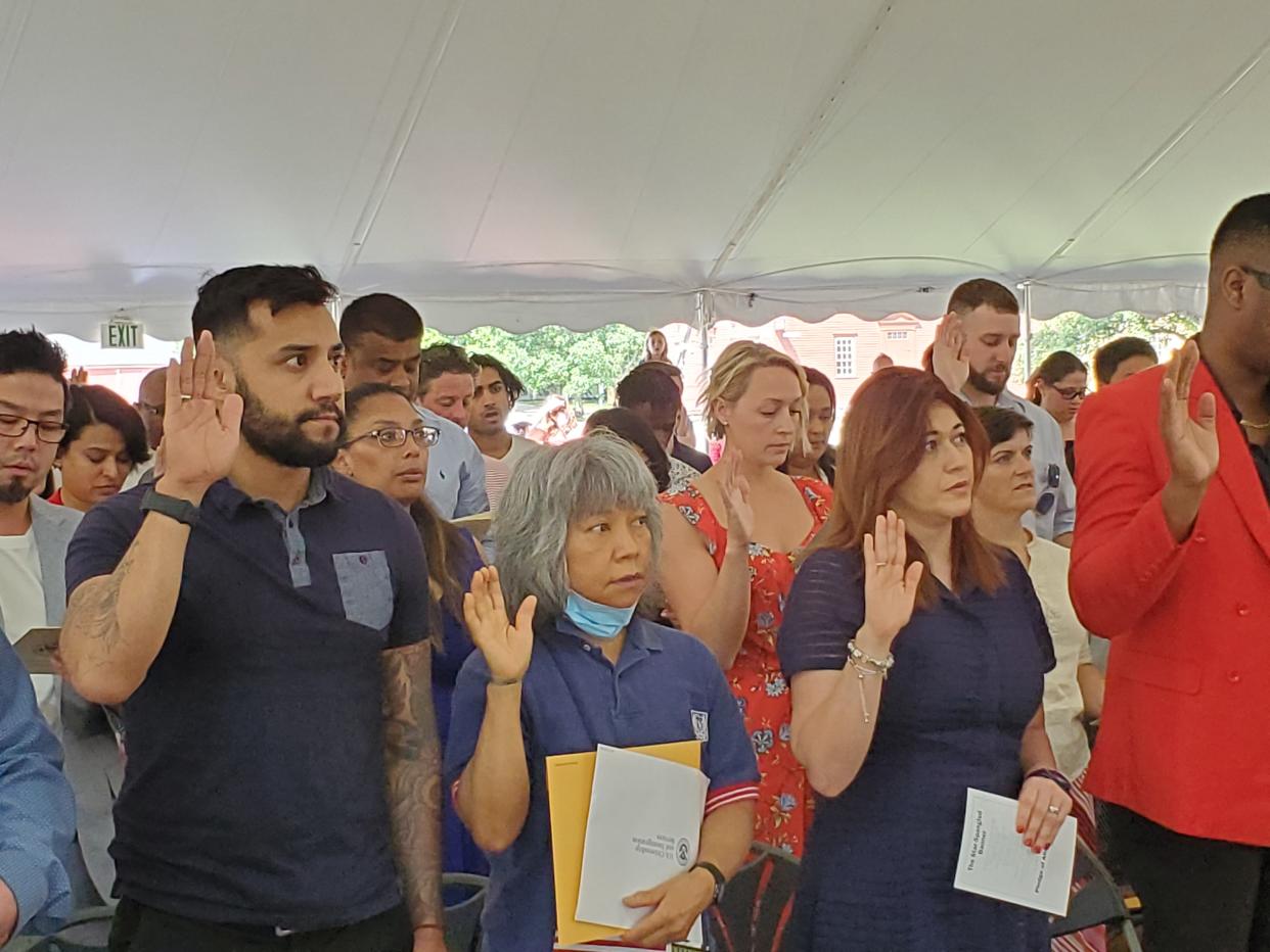 A naturalization ceremony at Strawbery Banke celebrated 72 new U.S. citizens Monday, July 4, 2022, in Portsmouth.