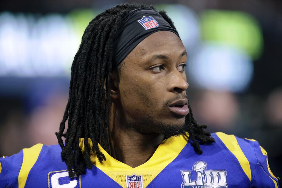 The trainer for Los Angeles Rams' Todd Gurley II said the running back has an "arthritic component" to his knee that needs to be managed. (AP)