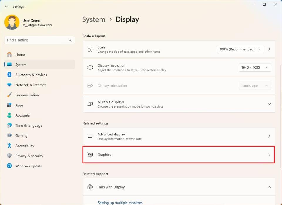 Windows 11 graphics settings