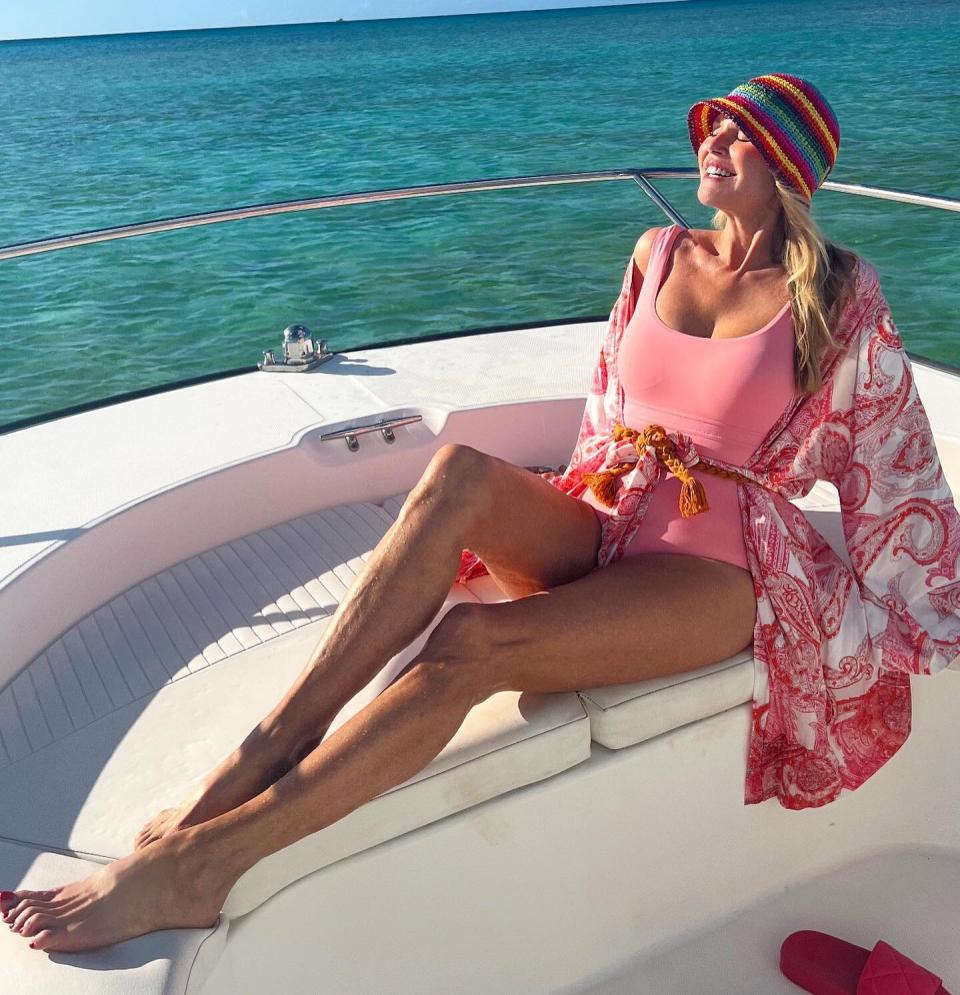 Christie Brinkley Celebrates The New Year By Showing Off Her Toned Legs In A Hot Pink Swimsuit