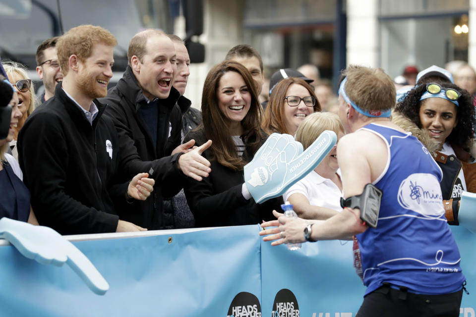 Prince Harry and the Duke and Duchess of Cambridge at the London Marathon