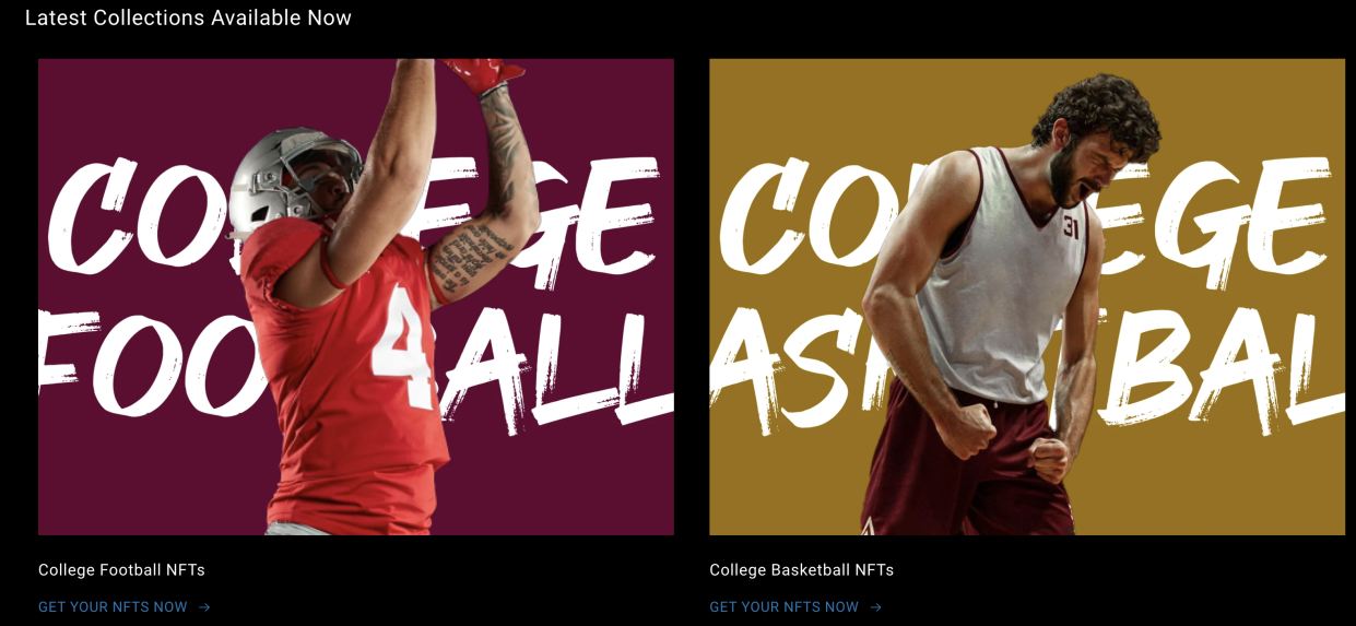 NFTs are available of both college football and basketball players on Draftly using their NIL. (Screenshot: Draftly)