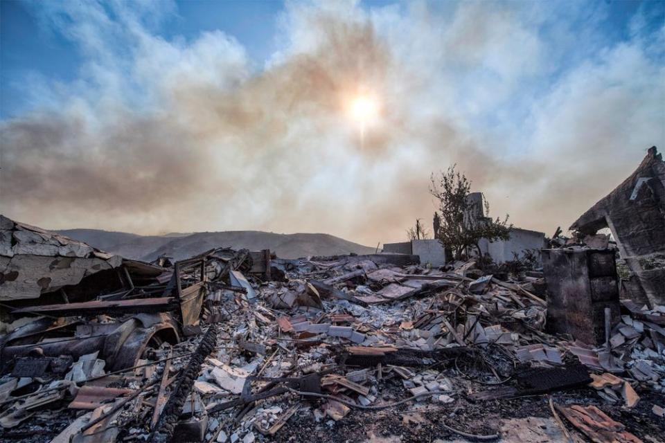 A home destroyed by the Woolsey Fire on Flintlock Lane in West Hills on Sunday, November 11