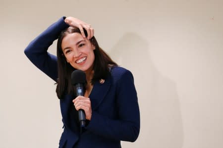 U.S. Rep. Alexandria Ocasio-Cortez (D-NY) speaks during a town hall in New York