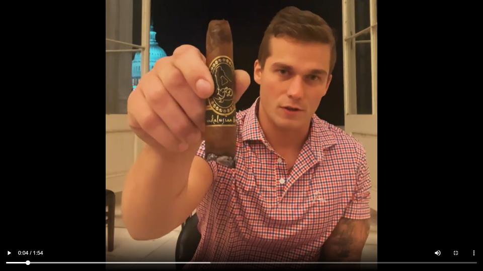 Rep. Madison Cawthorn in an Instagram post displays an Andalusian Bull cigar.