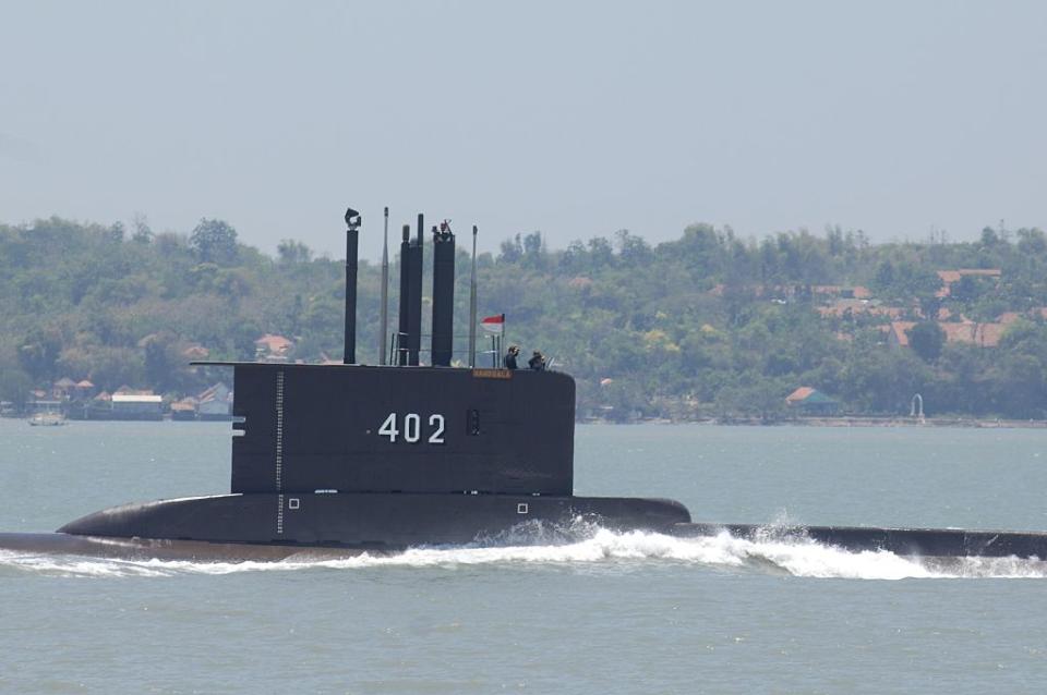 The KRI Nanggala-402 seen in the sea.