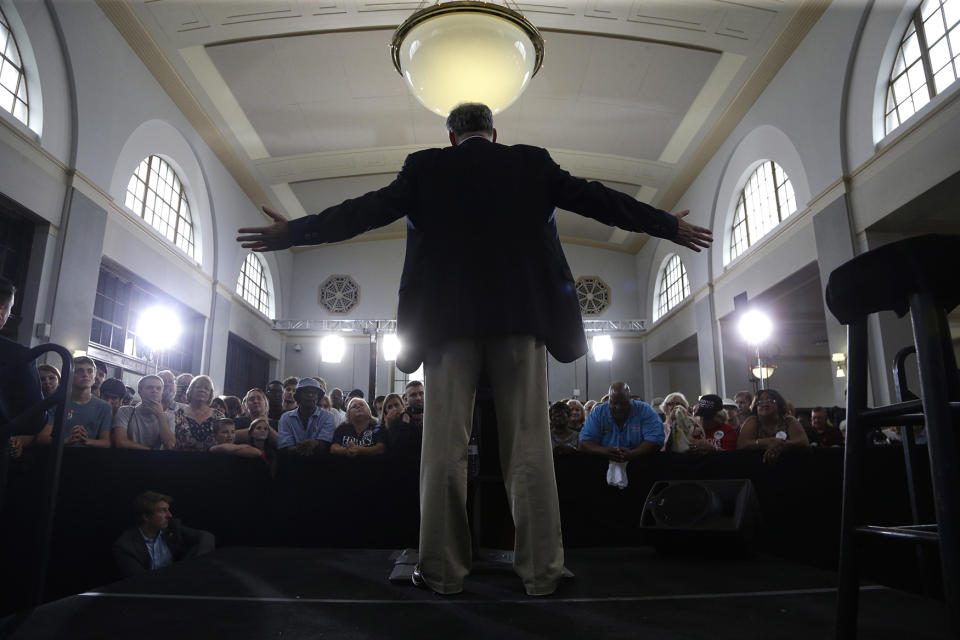 Tim Kaine speaks during a rally