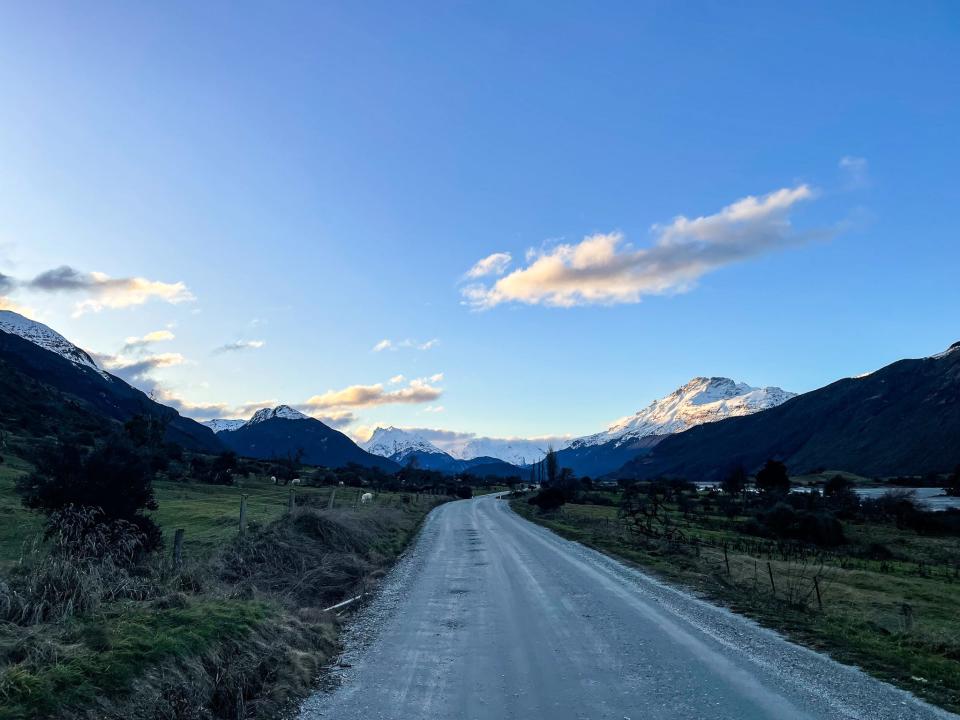 A view of the road leading to the Glenorchy tiny home.