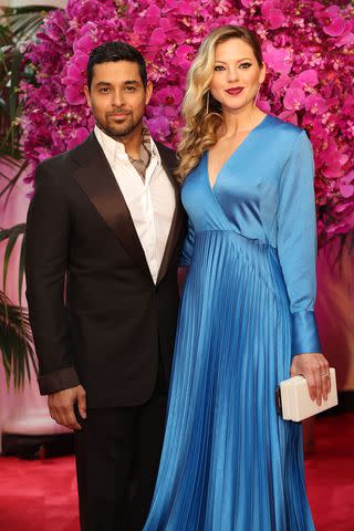 <p>Tasos Katopodis/Getty</p> Wilmer Valderrama and Amanda Pacheco Rhinesmith arrive at the State Dinner for Kenyan President William Ruto and his wife Rachel Ruto