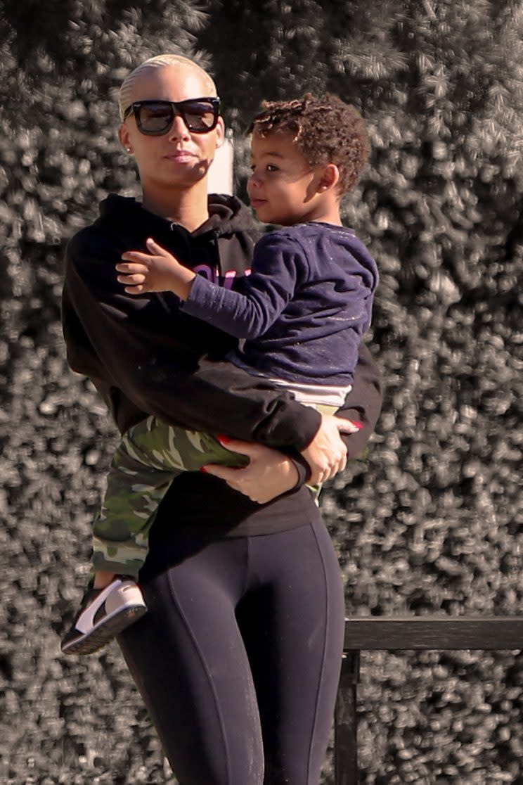 Amber Rose and son Sebastian. (Photo: Splash)