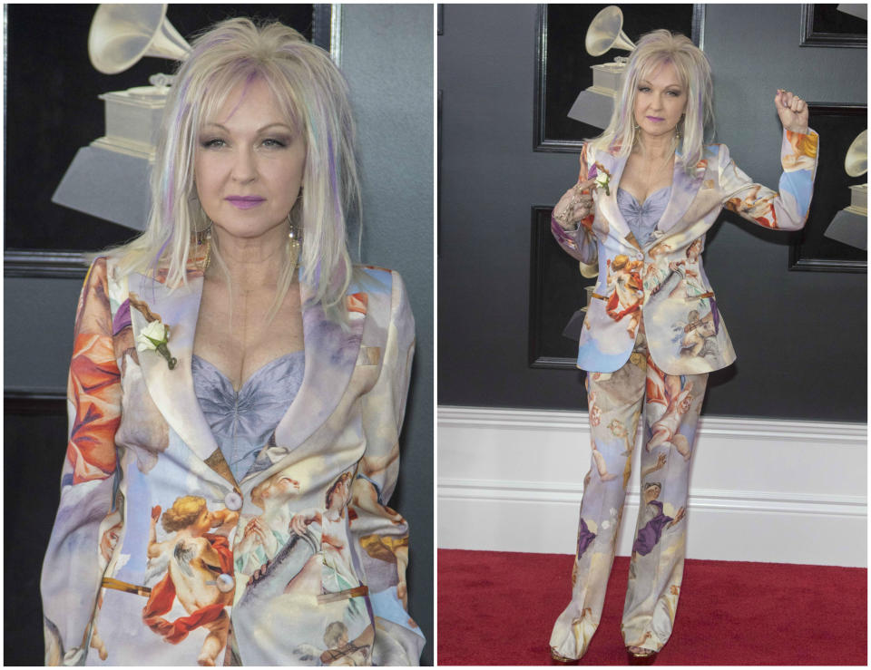 <p>Cyndi Lauper se presentó con un traje de Moschino que no dejó a nadie indiferente. (Foto: EFE). </p>