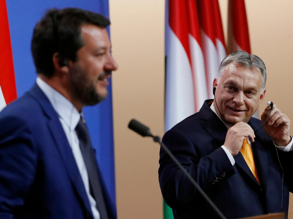 Italy’s far-right deputy prime minister Matteo Salvini has claimed that people should vote for nationalist parties in the EU elections as there is a risk of “an Islamic caliphate in Europe.”The populist politician was discussing the upcoming vote during a visit to Budapest.He claimed that left-wing leadership in the EU Parliament would lead to such a “caliphate” and declared he would do “everything to save the continent”, according to Daily News Hungary.Mr Salvini, who provided no evidence or context for his assertions, has routinely made anti-Muslim and anti-immigration comments in the past.The 46-year-old held a joint press conference in Budapest alongside Hungary’s far-right leader Viktor Orban.Mr Orban, who has been accused himself of using antisemitic and racist rhetoric, told journalists that Europe should prioritise culture founded on “Christian” values.He also suggested that refugees were invading the continent and declared Mr Salvini’s visit an honour.The warmth between the two far-right leaders comes ahead of the European elections on 26 May.Last year they pledged to work together for the elections, to oppose what they saw as a pro-migration group of countries led by Emmanuel Macron.Mr Macron criticised the nationalist politicians at the time.“It is clear that today a strong opposition is building up between nationalists and progressives and I will yield nothing to nationalists and those who advocate hate speech,” he said in August 2018.“So if they wanted to see me as their main opponent, they were right to do so.”Mr Orban’s ruling Fidesz Party was suspended from the mainstream centre-right European People’s Party (EPP) group in the European Parliament in March, over its record on respect for the rule of law, freedom of the press and minorities’ rights.He has hinted at leaving the EPP after the vote, another reason for possibly tightening ties with Mr Salvini, head of the right-wing League Party.The League is part of the right-wing Europe of Nations and Freedom group in the EU parliament.Mr Salvini has been working to create a new Eurosceptic alliance that hopes to become the largest faction in the EU parliament.Additional reporting by agencies