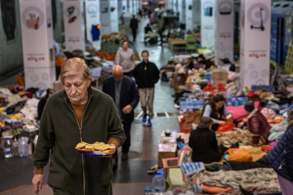 Kharkiv residents sheltering in the metro system on Sunday (Getty Images)