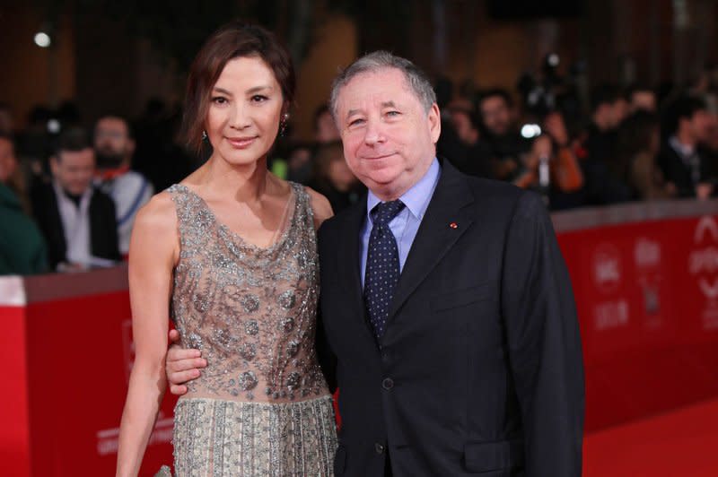 Michelle Yeoh and husband Jean Todt arrive on the red carpet before a screening of the film "The Lady" during the opening of the 6th Rome International Film Festival in 2011. File Photo by David Silpa/UPI