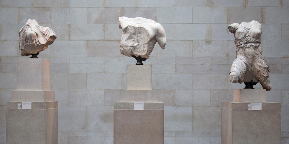 The British Museum, London. Parthenon sculptures of Ancient Greece. These fragments are known as the Elgin Marbles. (Photo by In Pictures Ltd./Corbis via Getty Images)