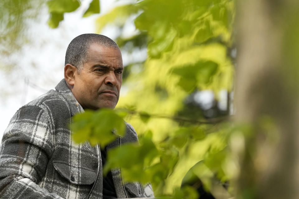 Former soccer player Mark Bright speaks to Associated Press during an interview in London, Wednesday, May 3, 2023. Former Premier League striker Bright, who is Black and regularly suffered racial abuse inside stadiums in the 1980s, was exchanging messages with friends on a WhatsApp group when three Black players for England — Bukayo Saka, Marcus Rashford and Jadon Sancho — missed penalties in a shootout loss to Italy in the 2020 European Championship final. "We all messaged each other and said, 'Oh God, here we go.' Because we know what's around the corner," Bright told the AP. "That's what we expected and this is where, once again, you say 'What can be done about it?' (AP Photo/Frank Augstein)