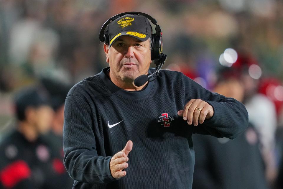 San Diego State head coach Brady Hoke is in his second stint with the Aztecs.