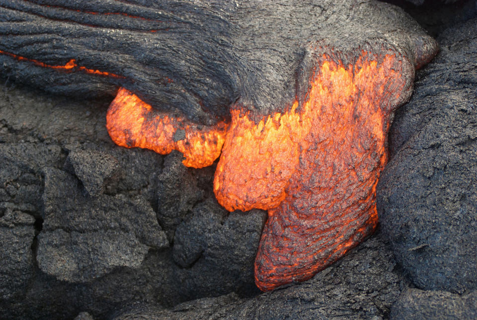 Lava from Hawaii’s volcano, Kilauea, oozes into the ocean