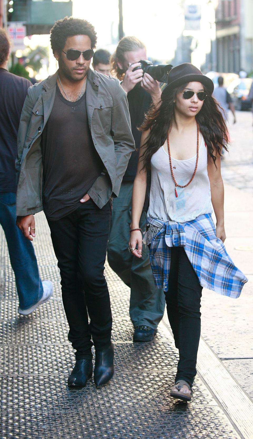 Lenny (in a semi-sheer shirt) and Zoë Kravitz in Manhattan, 2007.