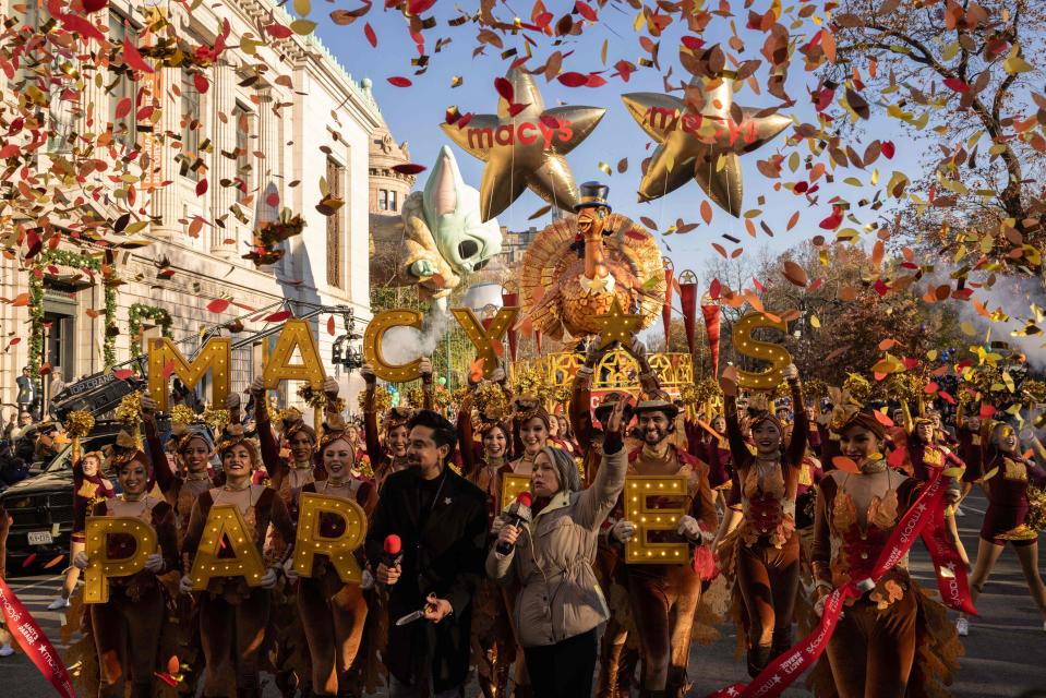 Performers participate in the 96th Annual Macy's Thanksgiving Day Parade in New York City.