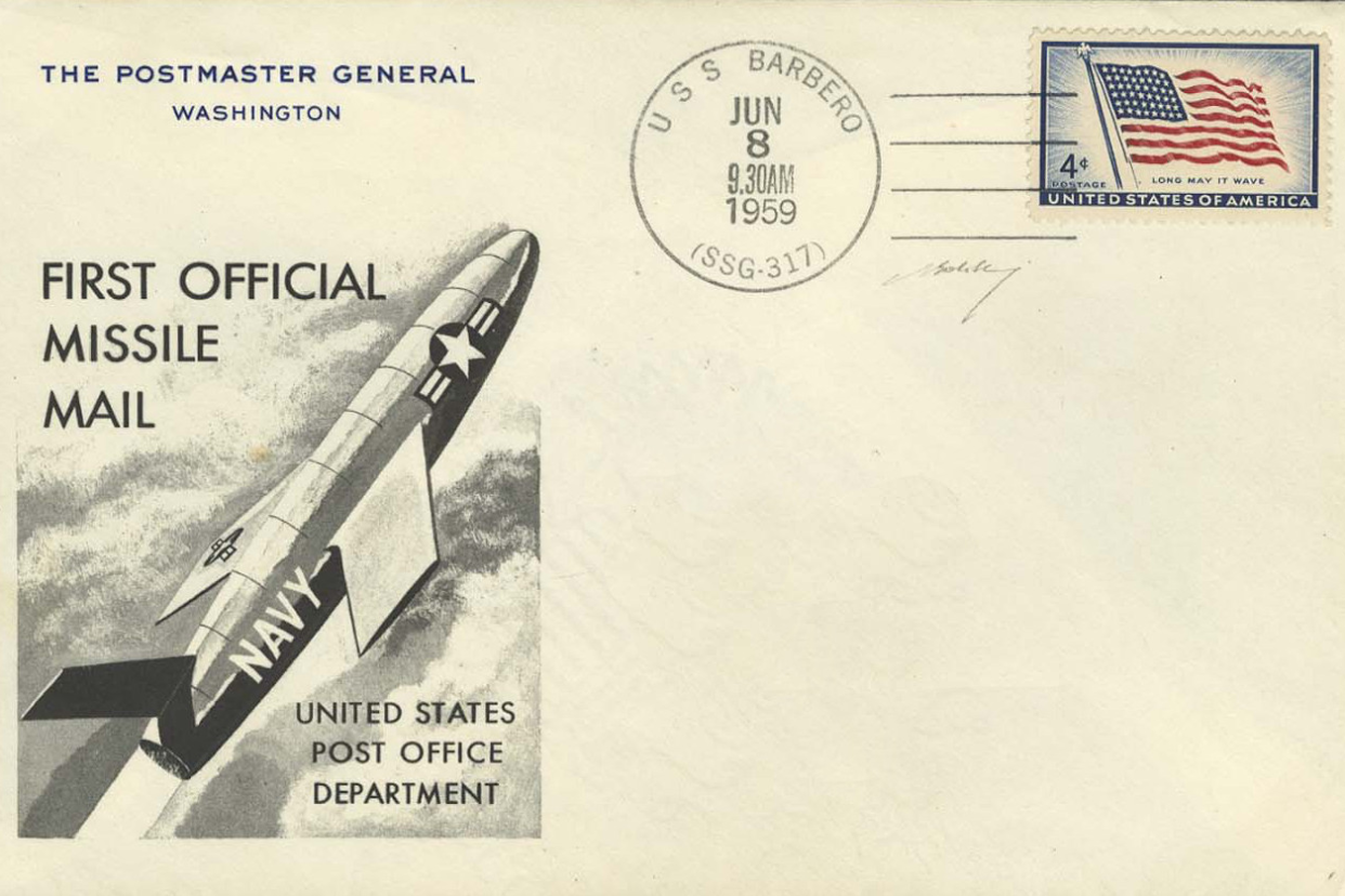 Missile Mail cover launched from USS Barbero