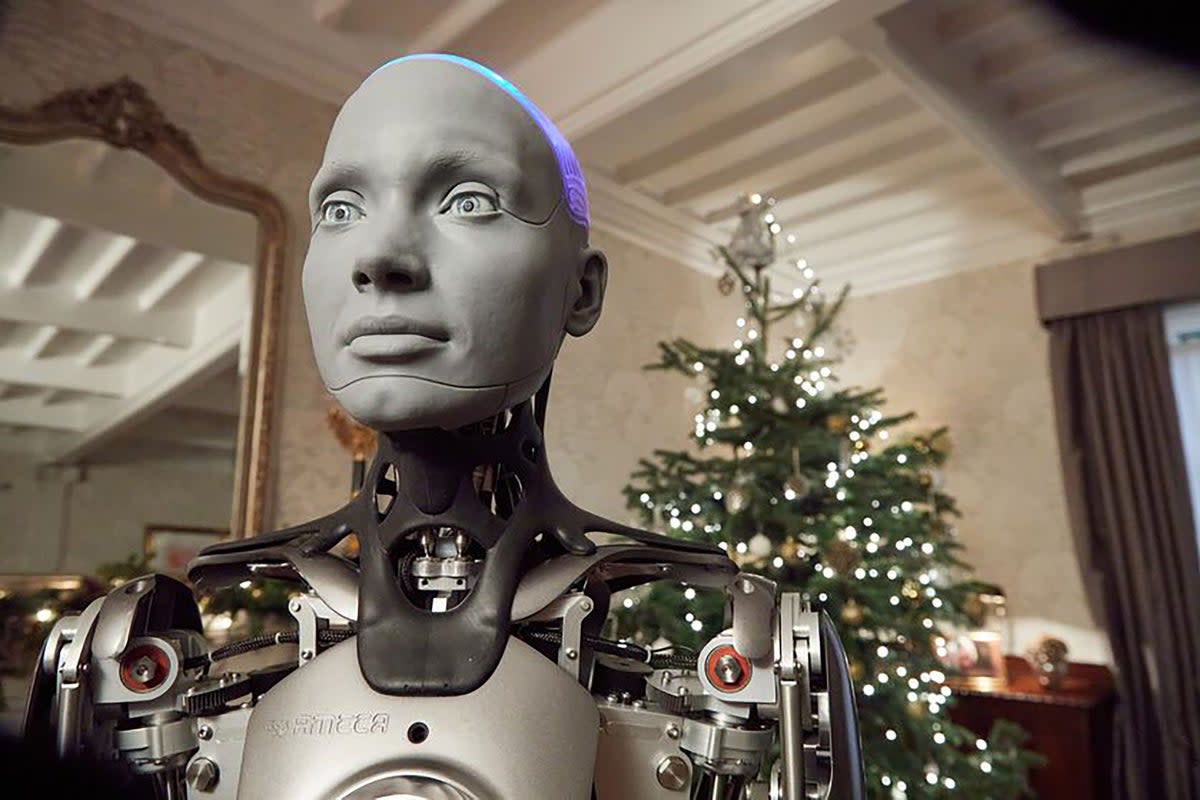 Ameca, one of the world’s most advanced robots, who delivered Channel 4’s alternative Christmas message this year (Richard Ansett/Channel 4/PA) (PA Media)