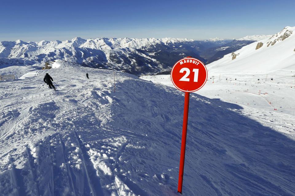 People ski on the top of Saulire mountain in Meribel on December 30, 2013. German former Formula One champion Michael Schumacher was battling for his life in hospital on Monday after a ski injury, doctors said, adding it was too early to say whether he would pull through. Schumacher was admitted to hospital on Sunday suffering head injuries in an off-piste skiing accident in the French Alps resort of Meribel. REUTERS/Ruben Sprich (FRANCE - Tags: DISASTER SPORT MOTORSPORT F1 SPORT SKIING)