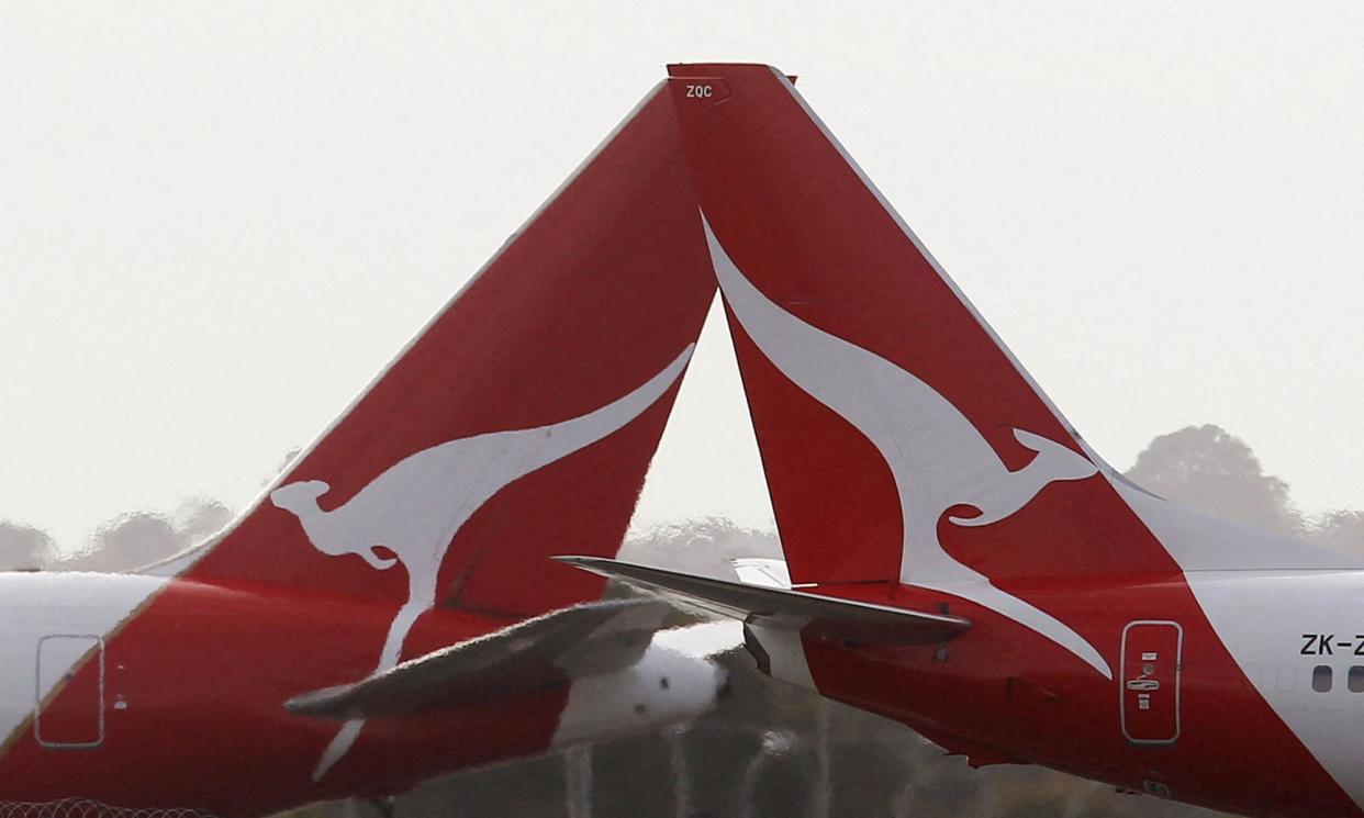 <span>Qantas’s profits fell from last year’s record highs but the financials are still strong on a historical basis, its financial results have revealed.</span><span>Photograph: Daniel Munoz/Reuters</span>