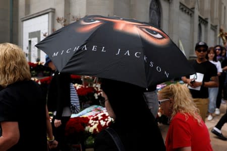 Fans gather at Forest Lawn Cemetery ten years after the death of child star turned King of Pop, Michael Jackson, in Glendale, California