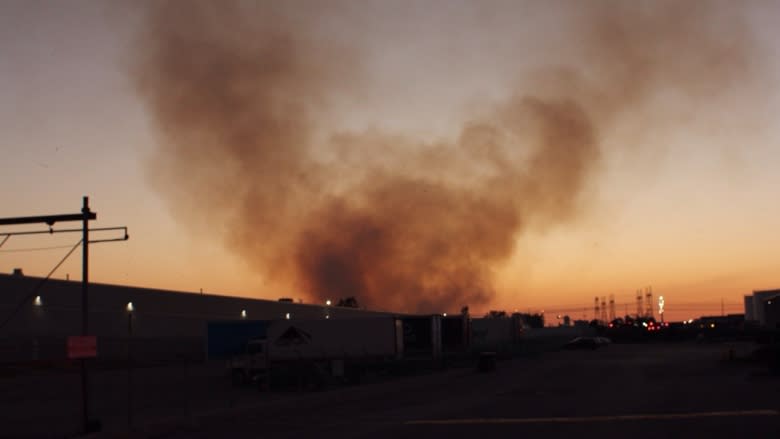 Firefighters battle huge blaze outside Mississauga paper mill