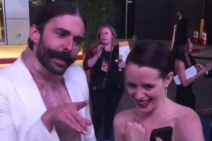 Hero: Jonathan Van Ness and Claire Foy: Instagram/ Jonathan Van Ness