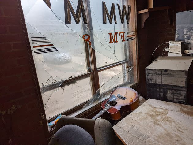 Appalshop's radio studio sits in ruins after disastrous flooding. WMMT, a public station that calls it home, has been off the air for weeks. (Photo: Eric VanHoose/Appalshop)