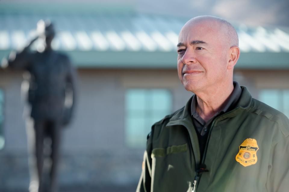 Department of Homeland Security Secretary Alejandro Mayorkas visits El Paso for a border briefing Thursday, Jan. 27, 2022.