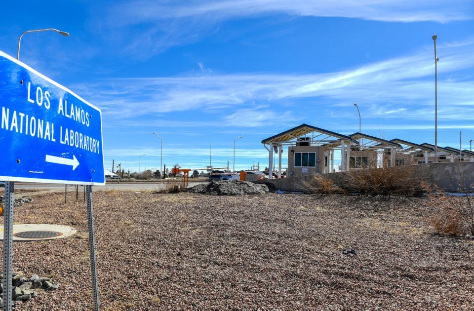 View of the entrance of Los Alamos National Lab: National Security Science in Los Alamos, New Mexico, on February 20, 2024. (AFP via Getty Images)