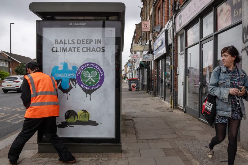 Another advert erected criticising the Wimbledon Championships